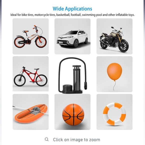 Foot Pump with Universal Schrader and Presta Valve and inflating Needle - Picture 2 of 14